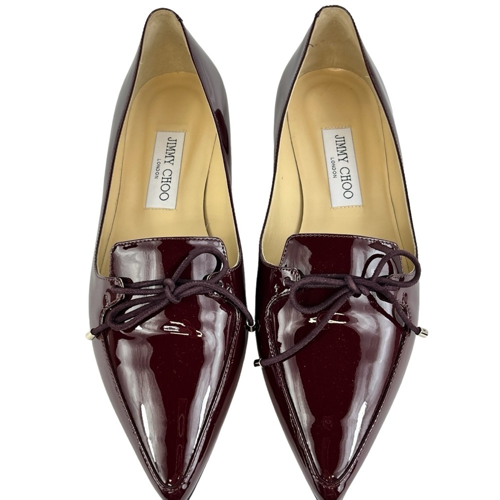 Jimmy Choo Genna Pointed Toe Flats Women’s 38.5  US 8 in Bordeaux New with Box - Picture 4 of 11